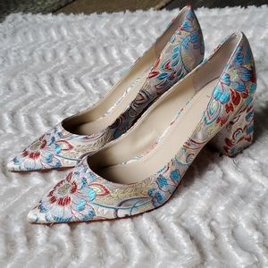 Marc Fisher Block Heel Embroidery Heel Zala Pumps